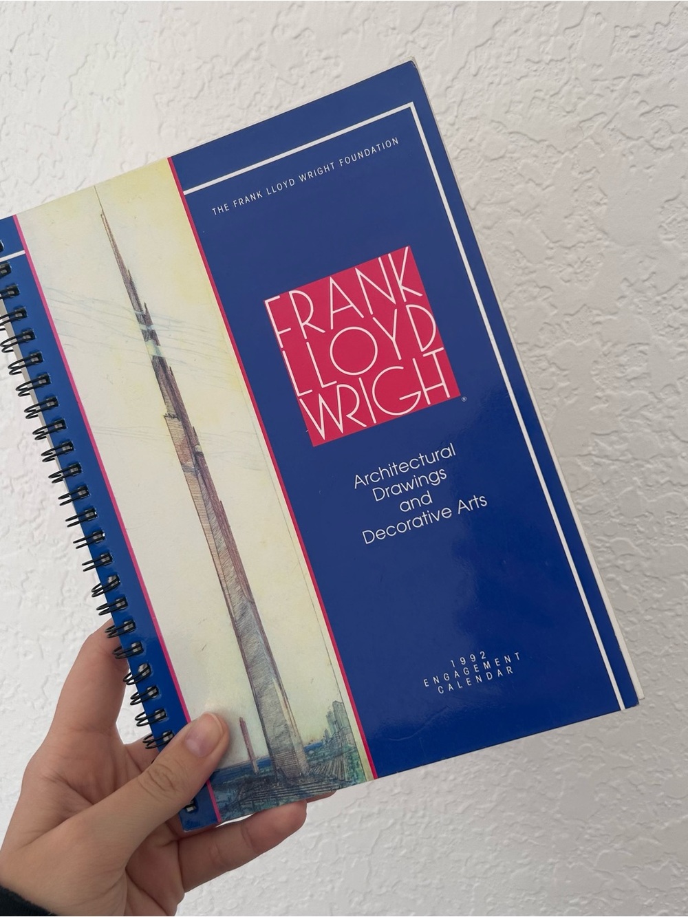 Frank Lloyd Wright Blue and Pink Spiral-Bound Design Notebook